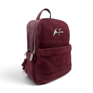 Rucsac Damă Velina Fabbiano VF25S-557 Bordo din Piele Naturală și Piele Întoarsă, 32 × 28 × 12 cm