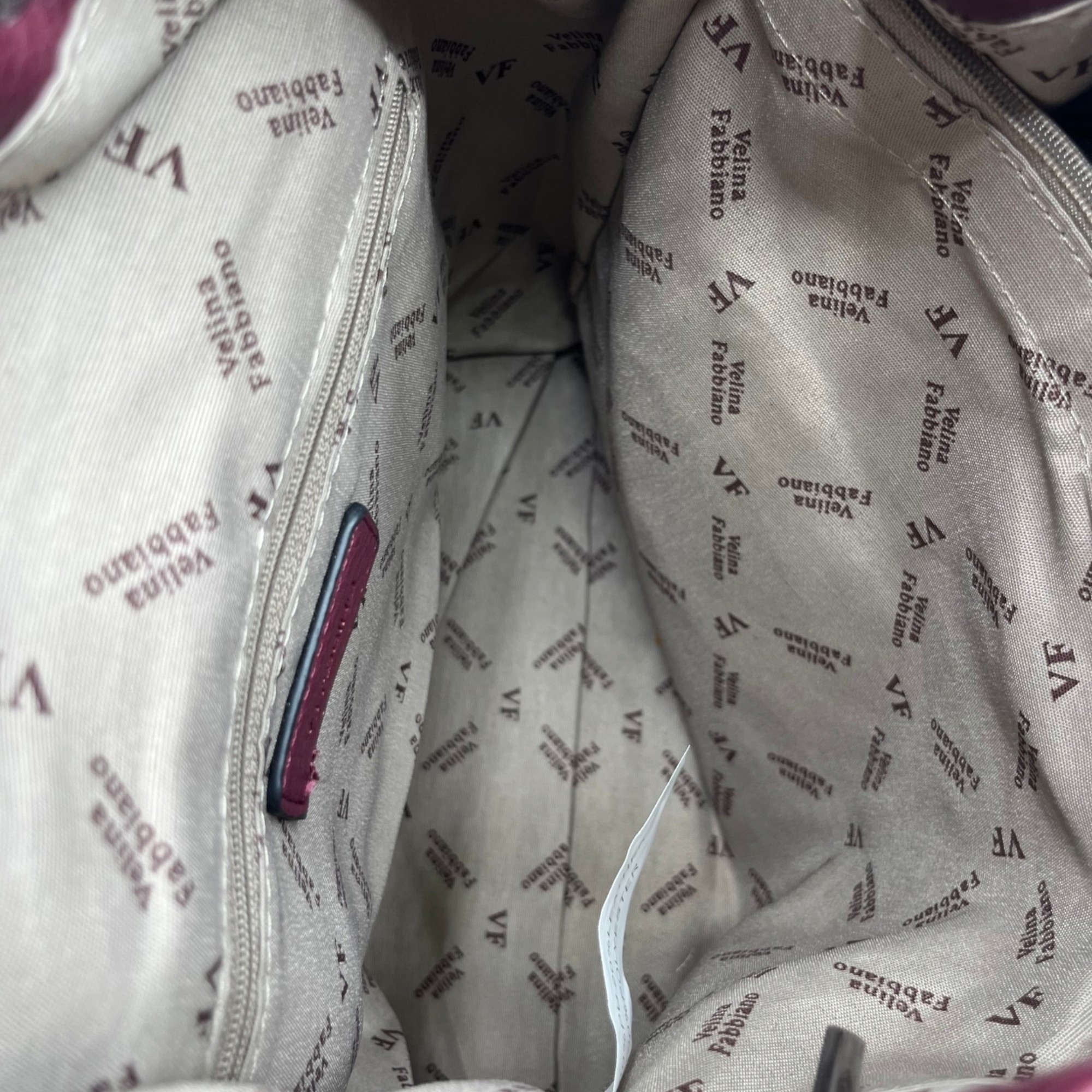 Rucsac Damă Velina Fabbiano VF25S-560 Bordo – Piele Naturală Întoarsă și PU, 38 × 34 × 16 cm - imagine 7