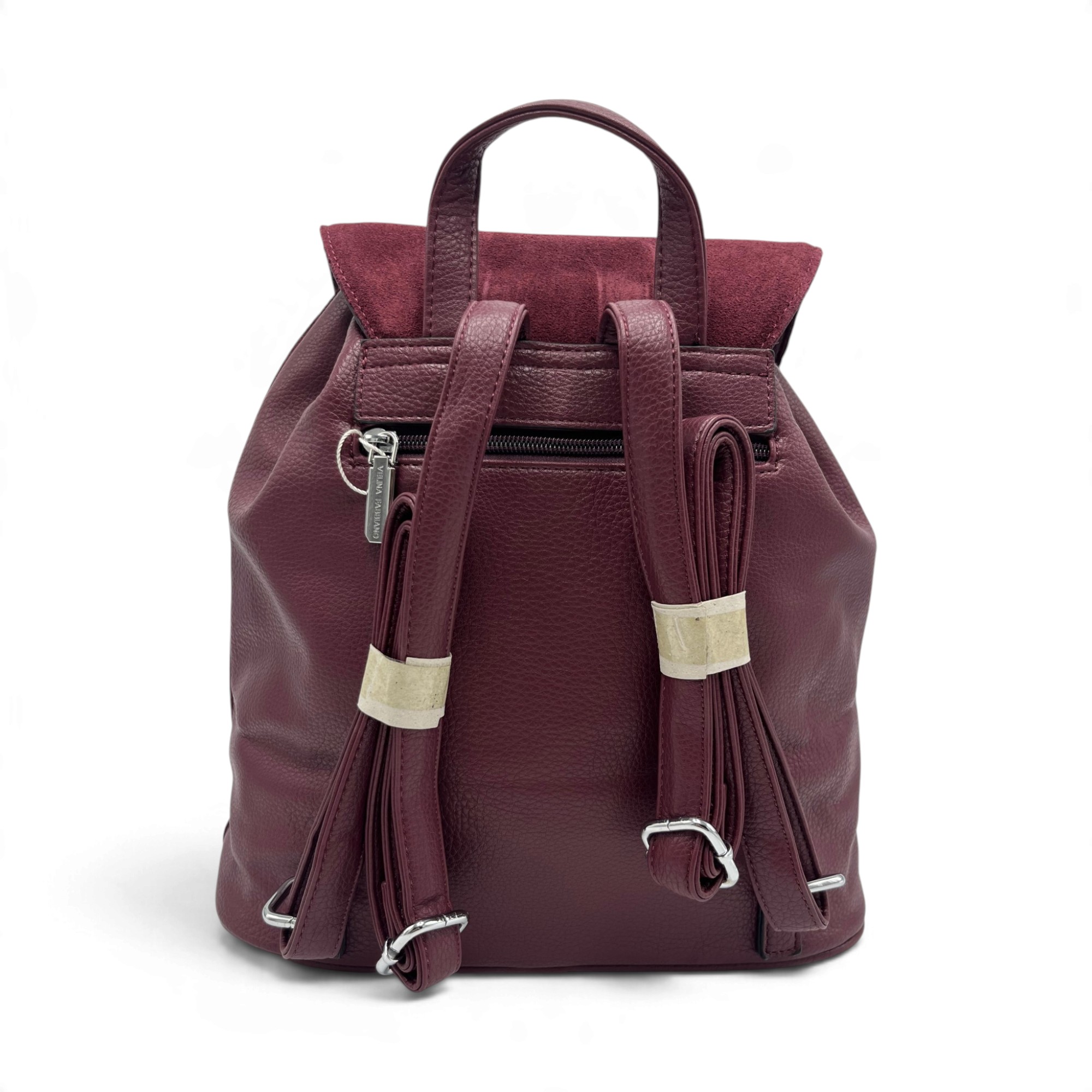 Rucsac Damă Velina Fabbiano VF25S-560 Bordo – Piele Naturală Întoarsă și PU, 38 × 34 × 16 cm - imagine 3