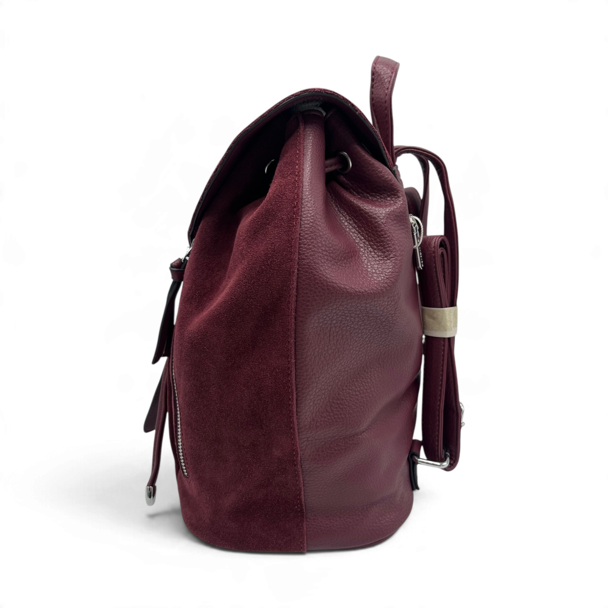 Rucsac Damă Velina Fabbiano VF25S-560 Bordo – Piele Naturală Întoarsă și PU, 38 × 34 × 16 cm - imagine 5