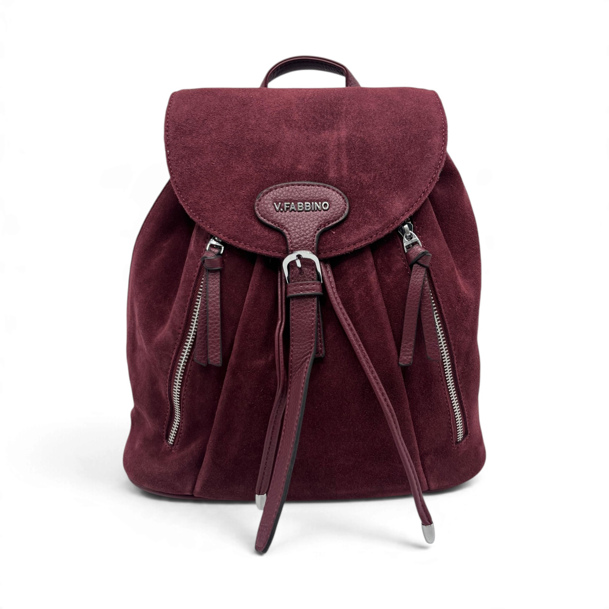 Rucsac Damă Velina Fabbiano VF25S-560 Bordo – Piele Naturală Întoarsă și PU, 38 × 34 × 16 cm - imagine 2