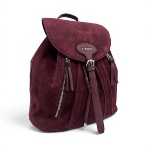 Rucsac Damă Velina Fabbiano VF25S-560 Bordo – Piele Naturală Întoarsă și PU, 38 × 34 × 16 cm