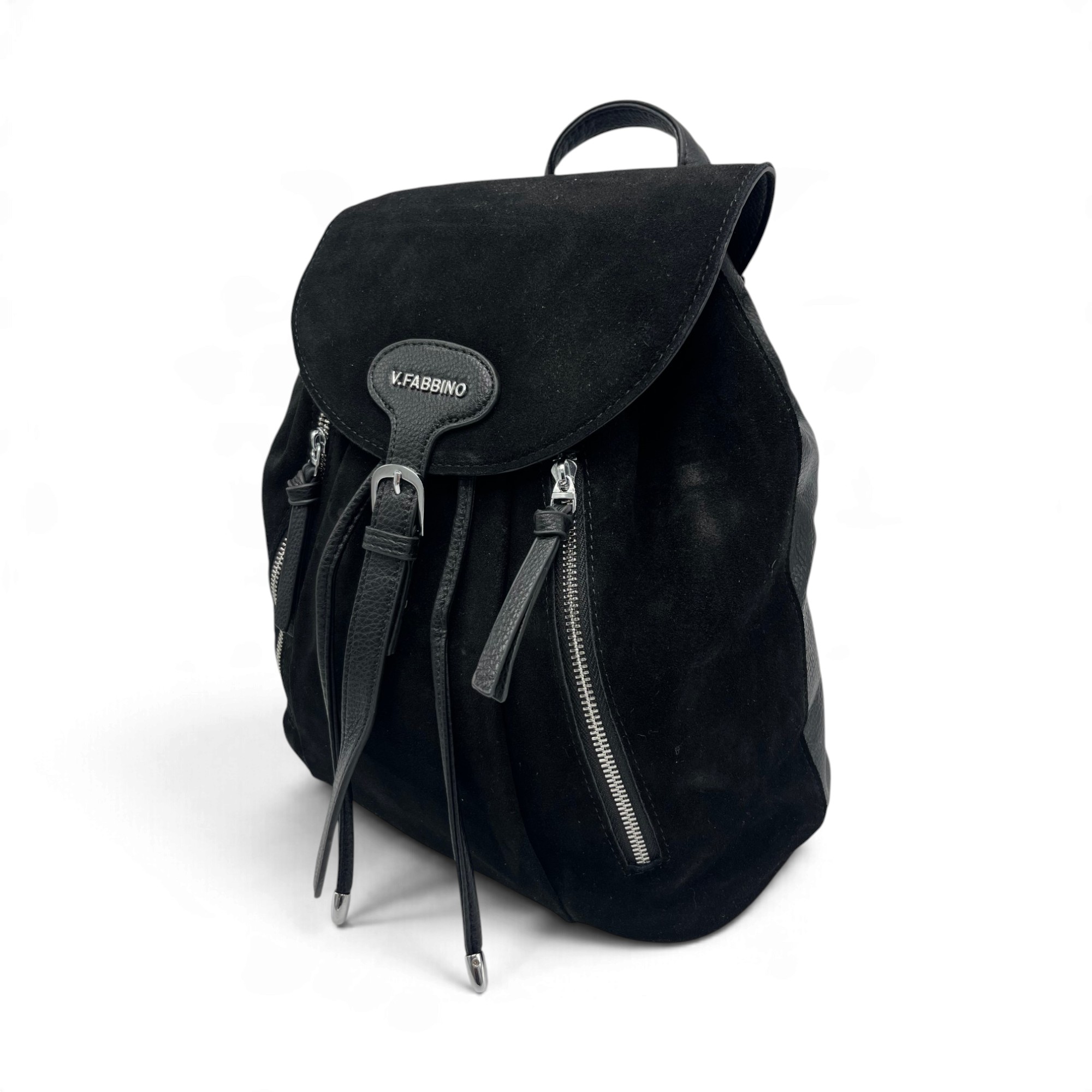 Rucsac Damă Velina Fabbiano VF25S-560 Negru – Piele Naturală Întoarsă și PU, 38 × 34 × 16 cm Rucsac Damă Velina Fabbiano VF25S-560 Negru – Piele Naturală Întoarsă și PU, 38 × 34 × 16 cm - imagine 4
