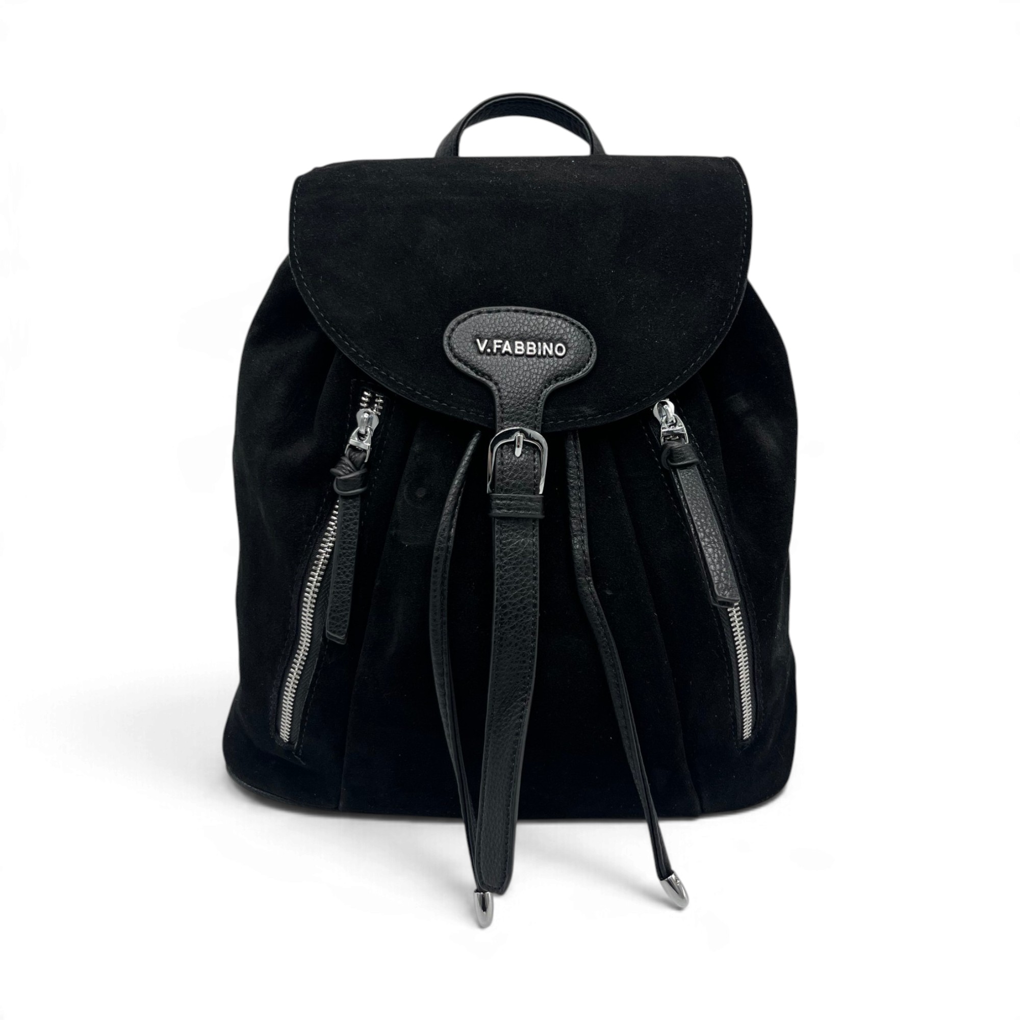 Rucsac Damă Velina Fabbiano VF25S-560 Negru – Piele Naturală Întoarsă și PU, 38 × 34 × 16 cm Rucsac Damă Velina Fabbiano VF25S-560 Negru – Piele Naturală Întoarsă și PU, 38 × 34 × 16 cm - imagine 2