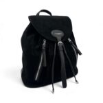 Rucsac Damă Velina Fabbiano VF25S-560 Negru – Piele Naturală Întoarsă și PU, 38 × 34 × 16 cm