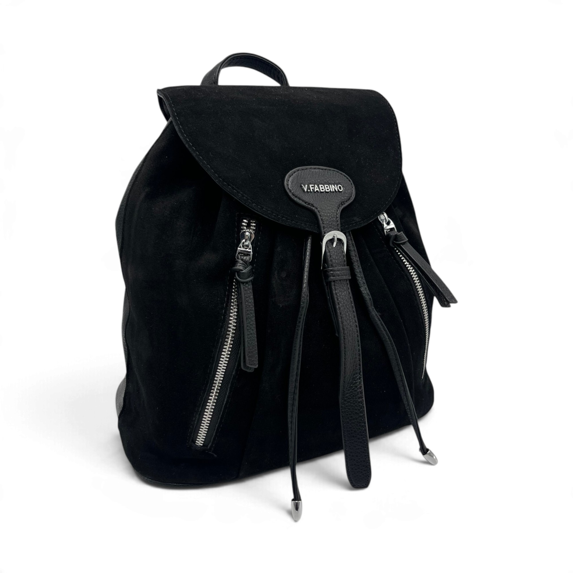 Rucsac Damă Velina Fabbiano VF25S-560 Negru – Piele Naturală Întoarsă și PU, 38 × 34 × 16 cm Rucsac Damă Velina Fabbiano VF25S-560 Negru – Piele Naturală Întoarsă și PU, 38 × 34 × 16 cm - imagine 1