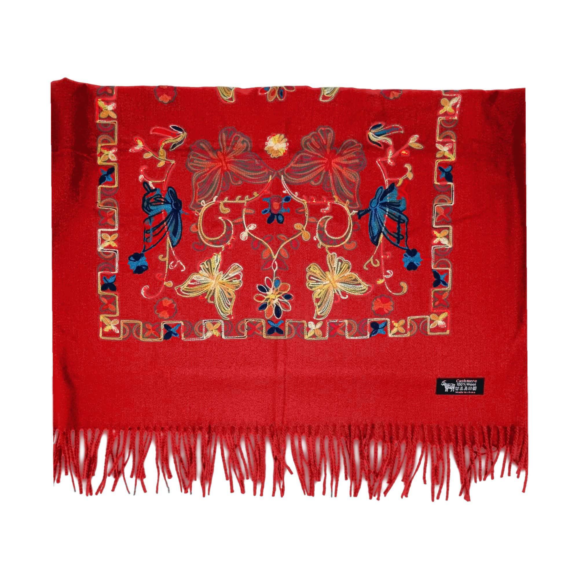 Fular Imperial Elegance F35-8, lână 100%-brodat, dimensiuni 80 cm x 180 cm – imaginea 2