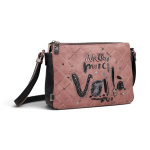 Geantă crossbody damă Anekke Parisian 41813-184 – roz, 3 compartimente, 27 × 20 × 10 cm