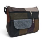 Geantă damă piele naturală Lucia R45-JM21, patchwork negru și maro – imaginea 2