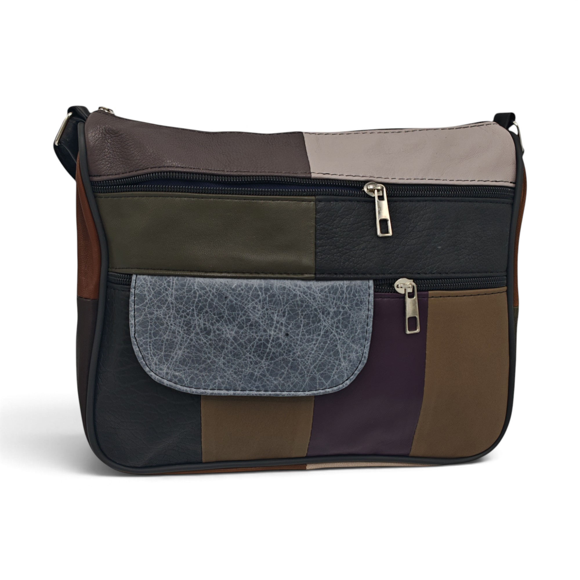 Geantă damă piele naturală Lucia R45-JM21, patchwork negru și maro Geantă damă piele naturală Lucia R45-JM21, patchwork negru și maro – imaginea 3