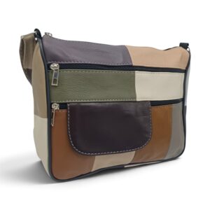 Geantă damă piele naturală Lucia R45-JM36, patchwork verde oliv – imaginea 2