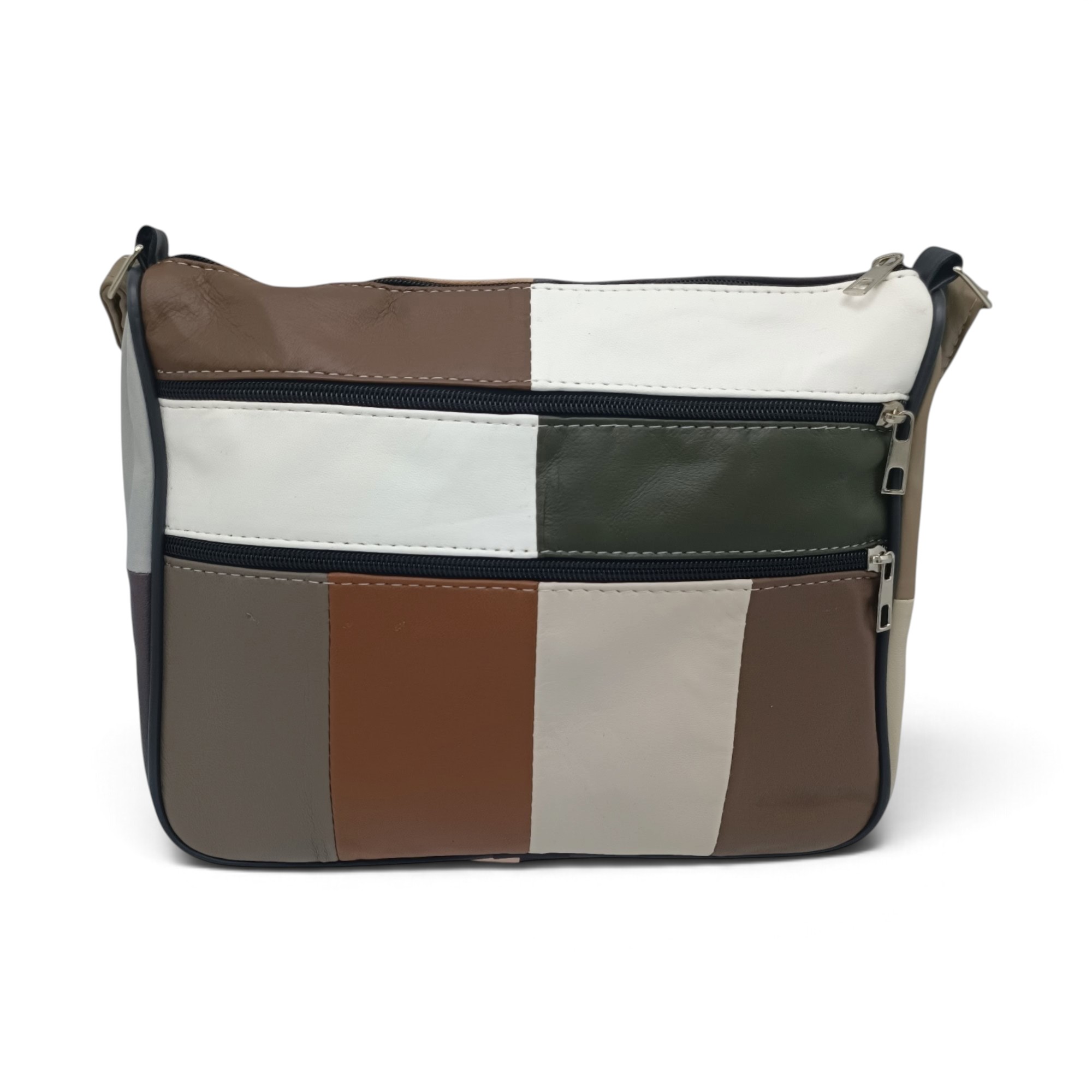 Geantă damă piele naturală Lucia R45-JM36, patchwork verde oliv – imaginea 4