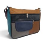 Geantă damă piele naturală Lucia R45-JM38, patchwork coniac – imaginea 2
