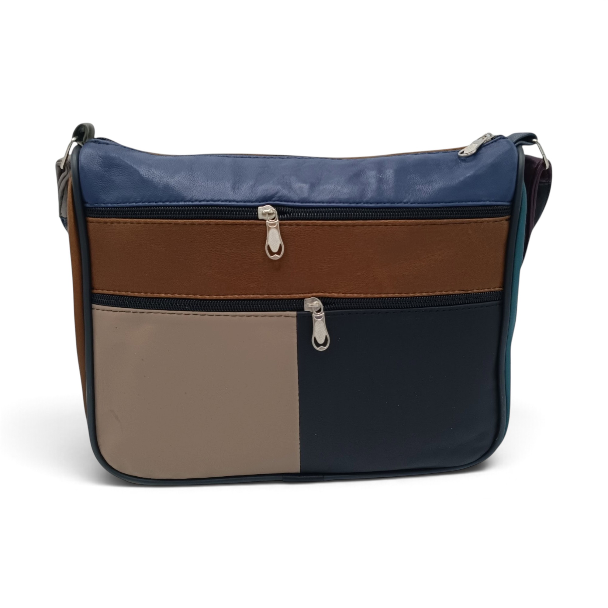 Geantă damă piele naturală Lucia R45-JM38, patchwork coniac – imaginea 4