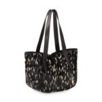 Geantă damă Vanessa Wu Altai M Negru – piele efect ponei, imprimeu bambi, geantă de mână, 39 × 23 × 15 cm