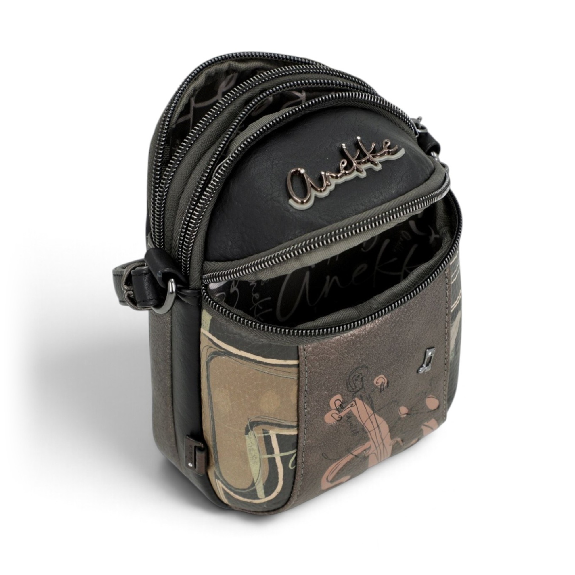 Geantă mini crossbody damă Anekke Melody 43813-903 – ovală, buzunare față și spate, 15 × 20 × 7 cm – imaginea 8