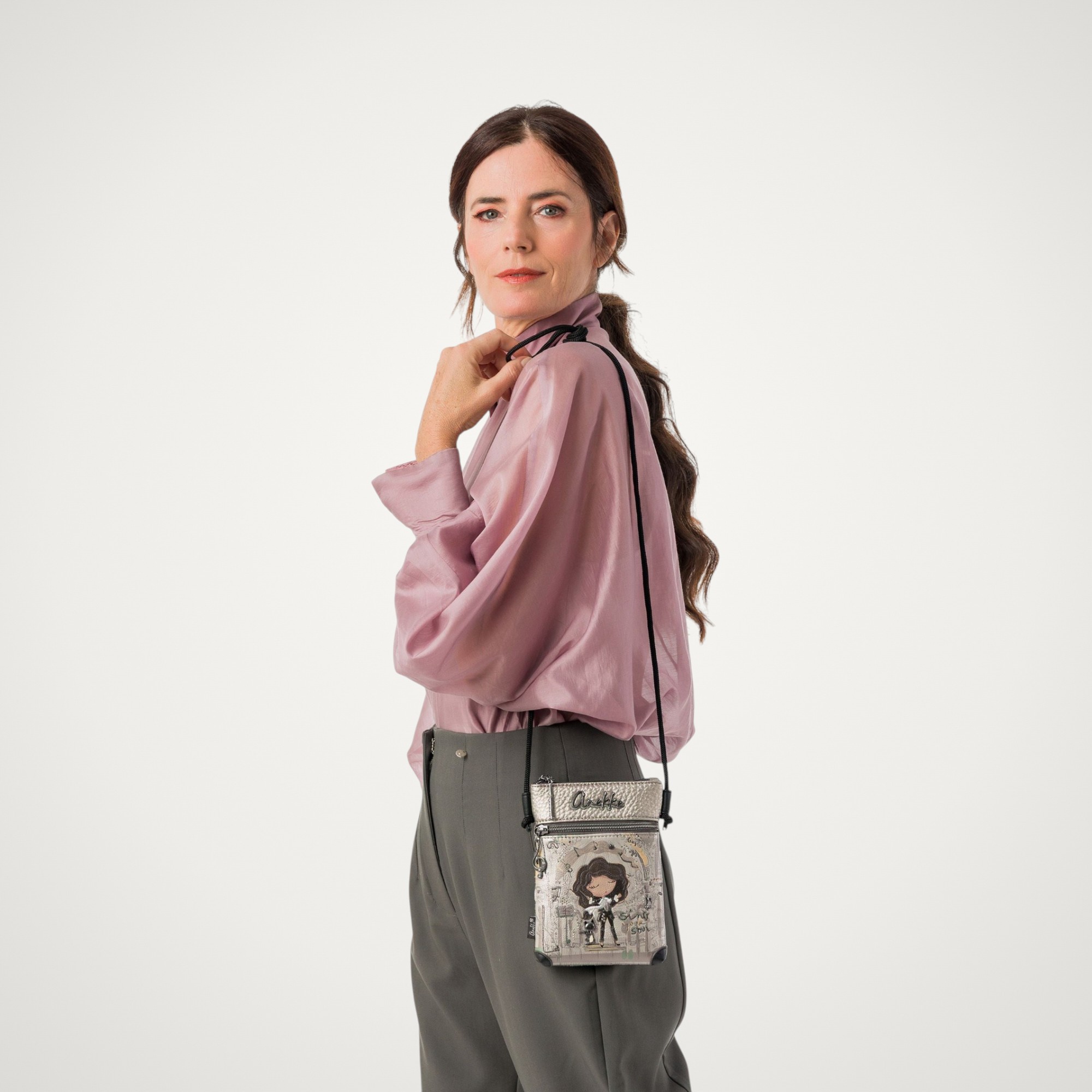 Geantă mini crossbody damă Anekke Orchestra 43803-904 – baretă reglabilă din șnur, 14 × 19 × 3 cm