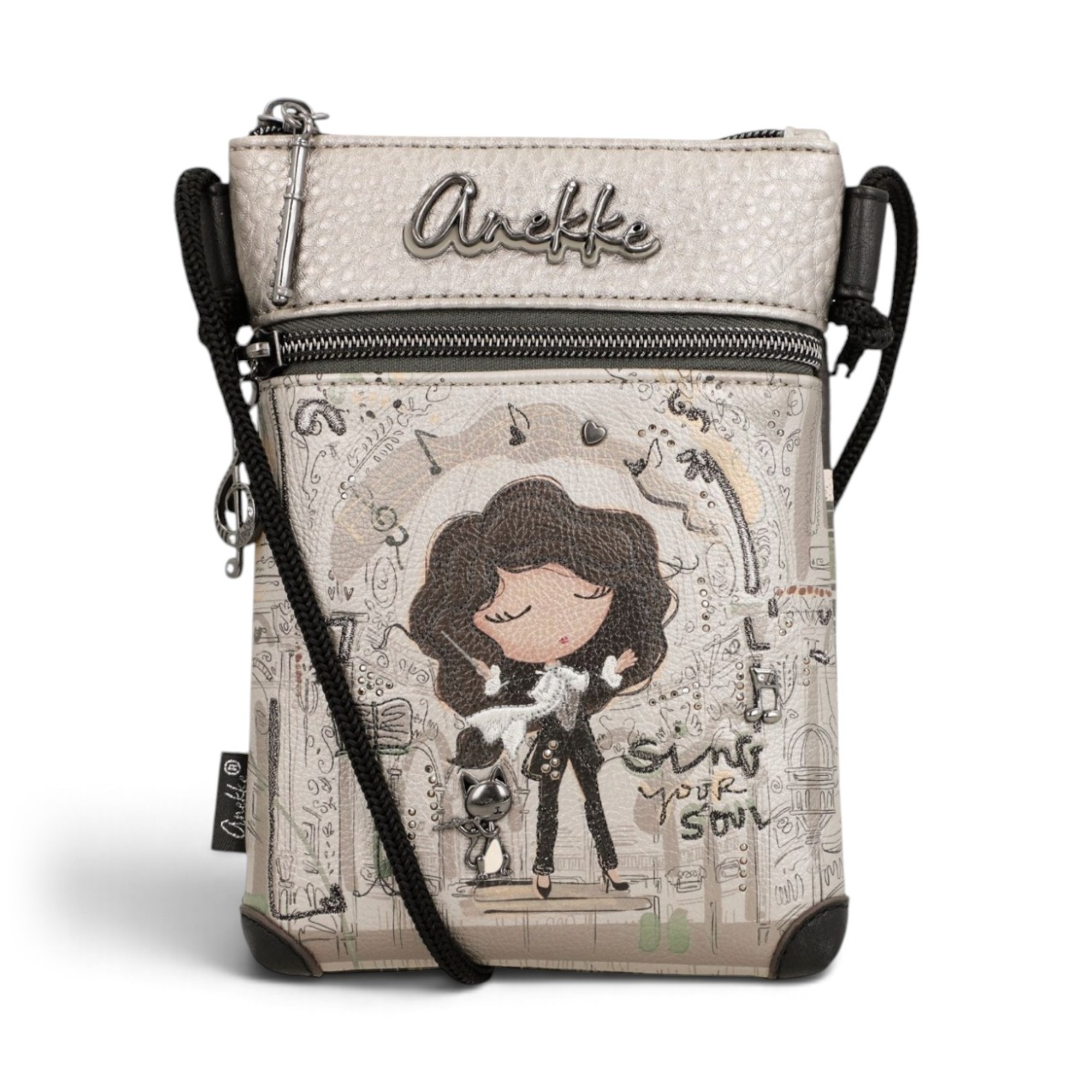 Geantă mini crossbody damă Anekke Orchestra 43803-904 – baretă reglabilă din șnur, 14 × 19 × 3 cm – imaginea 3