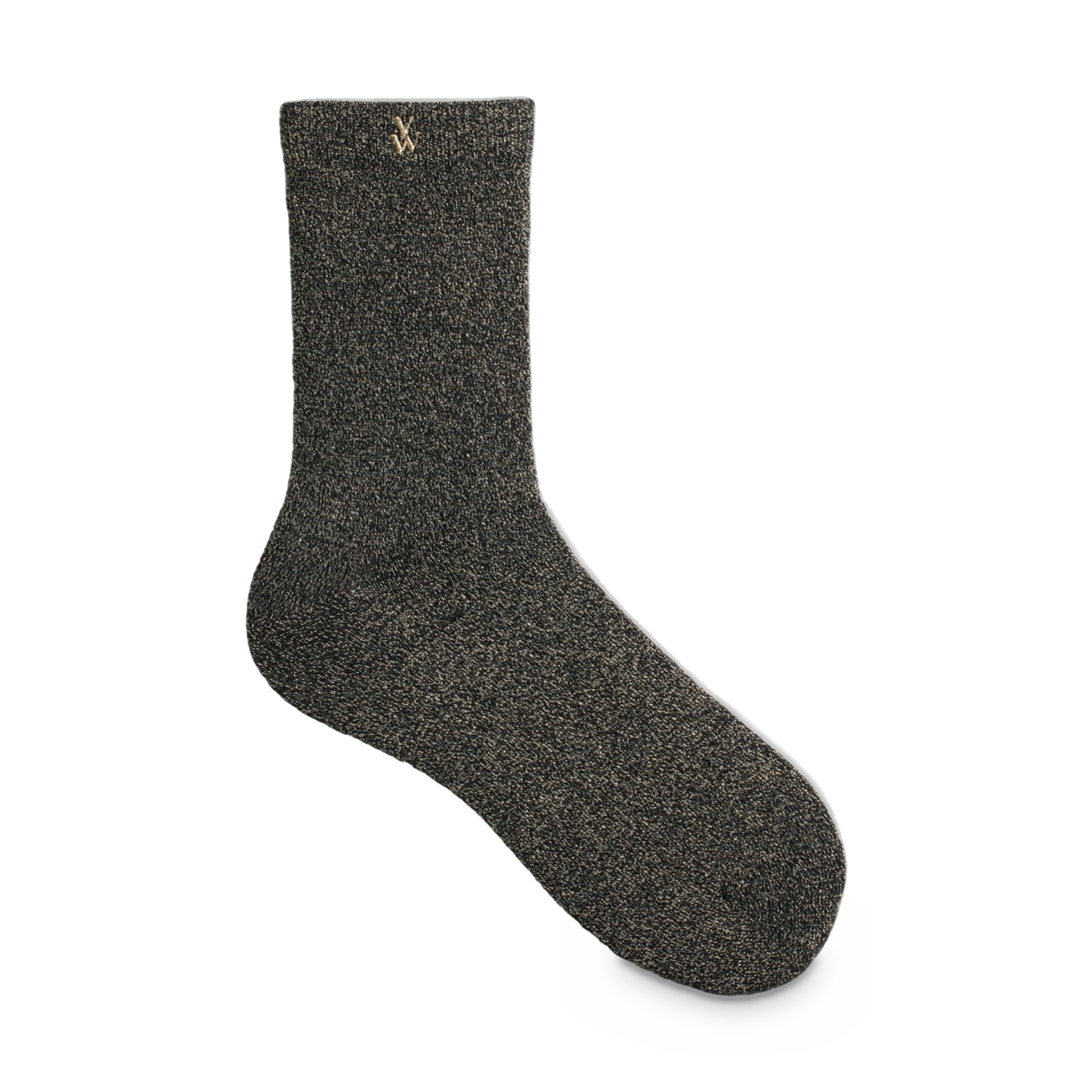 Șosete damă Vanessa Wu Ambre Negru cu fire aurii – înalte, cu monogramă brodată, mărime unică 36–41