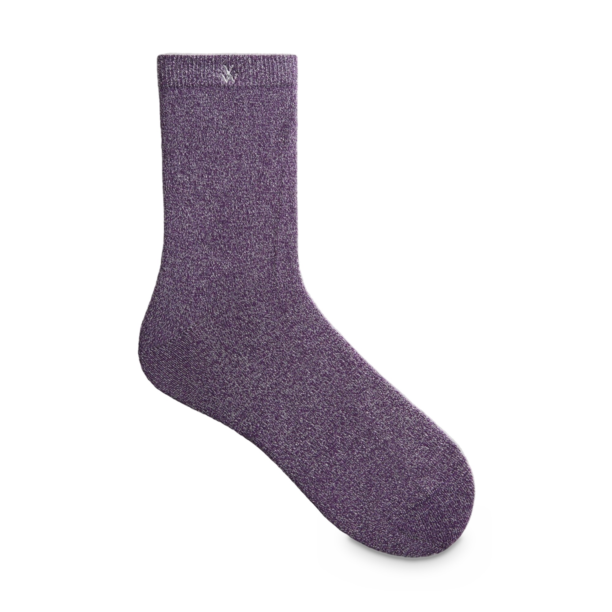 Șosete damă Vanessa Wu Ambre Violet cu fire argintii – înalte, cu monogramă brodată, mărime unică 36–41